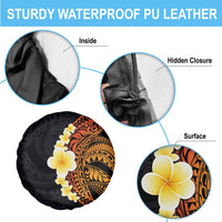 Hawaiian Tropical Plumeria Art Polynesian Tattoo Spare Tire Cover Black and Autumn Color Theme LT03 - Polynesian Pride