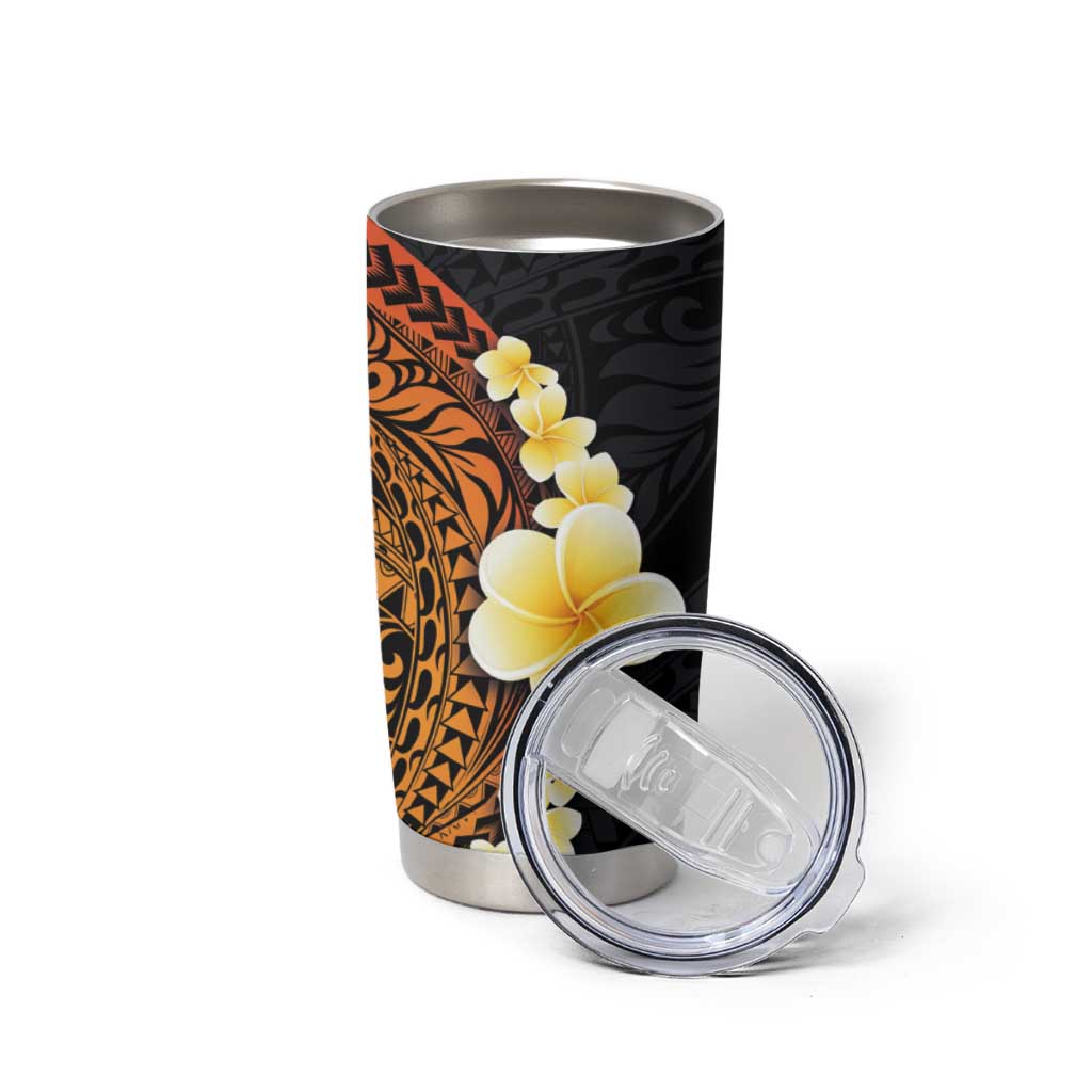 Hawaiian Tropical Plumeria Art Polynesian Tattoo Tumbler Cup Black and Autumn Color Theme LT03 - Polynesian Pride