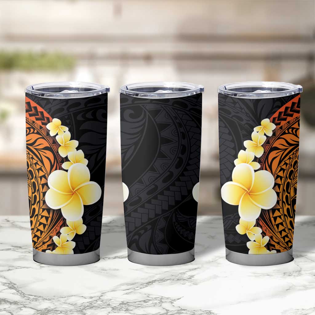Hawaiian Tropical Plumeria Art Polynesian Tattoo Tumbler Cup Black and Autumn Color Theme LT03 - Polynesian Pride