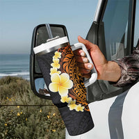 Hawaiian Tropical Plumeria Art Polynesian Tattoo Tumbler With Handle Black and Autumn Color Theme LT03 - Polynesian Pride