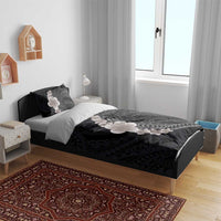 Hawaiian Tropical Plumeria Art Polynesian Tattoo Bedding Set Grayscale Color
