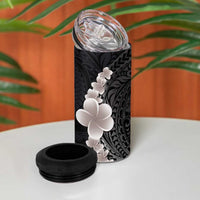 Hawaiian Tropical Plumeria Art Polynesian Tattoo 4 in 1 Can Cooler Tumbler Grayscale Color LT03 - Polynesian Pride