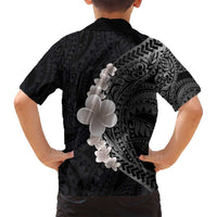 Hawaiian Tropical Plumeria Art Polynesian Tattoo Family Matching Off Shoulder Maxi Dress and Hawaiian Shirt Grayscale Color LT03 - Polynesian Pride