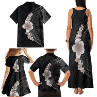 Hawaiian Tropical Plumeria Art Polynesian Tattoo Family Matching Tank Maxi Dress and Hawaiian Shirt Grayscale Color LT03 - Polynesian Pride
