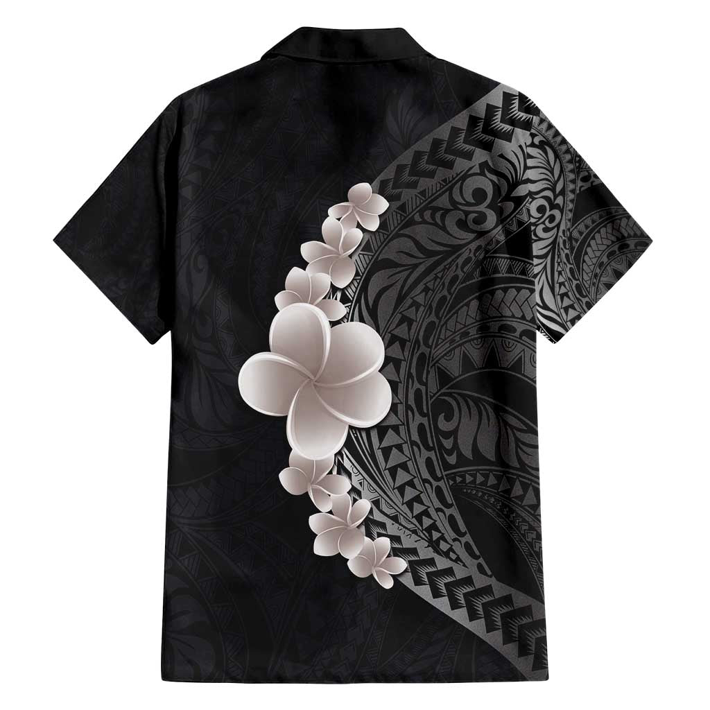 Hawaiian Tropical Plumeria Art Polynesian Tattoo Family Matching Tank Maxi Dress and Hawaiian Shirt Grayscale Color LT03 - Polynesian Pride