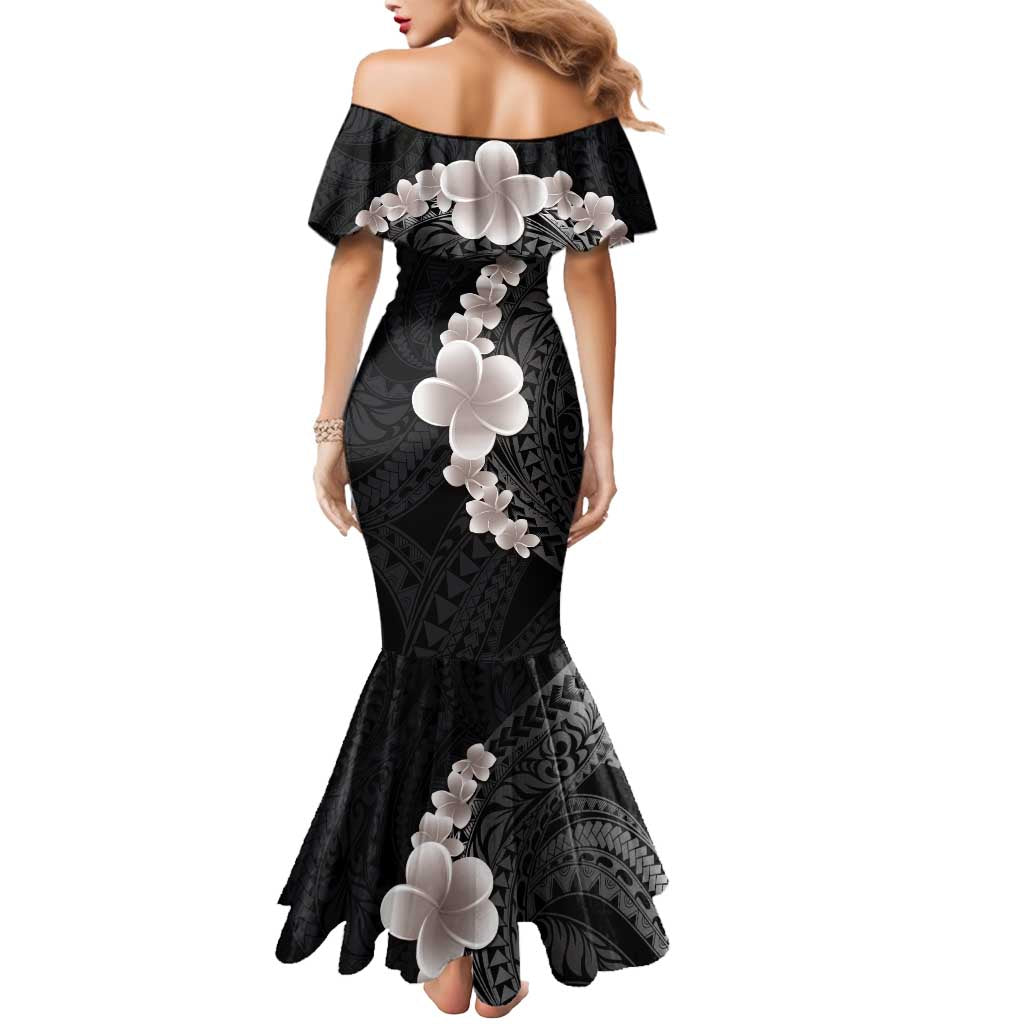 Hawaiian Tropical Plumeria Art Polynesian Tattoo Mermaid Dress Grayscale Color LT03 - Polynesian Pride