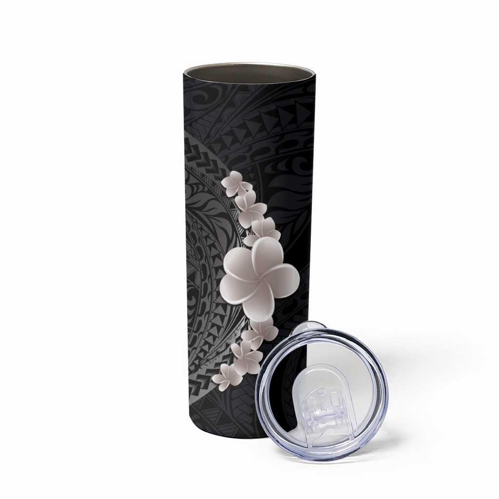 Hawaiian Tropical Plumeria Art Polynesian Tattoo Skinny Tumbler Grayscale Color LT03 - Polynesian Pride