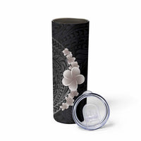 Hawaiian Tropical Plumeria Art Polynesian Tattoo Skinny Tumbler Grayscale Color LT03 - Polynesian Pride