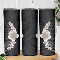 Hawaiian Tropical Plumeria Art Polynesian Tattoo Skinny Tumbler Grayscale Color LT03 - Polynesian Pride