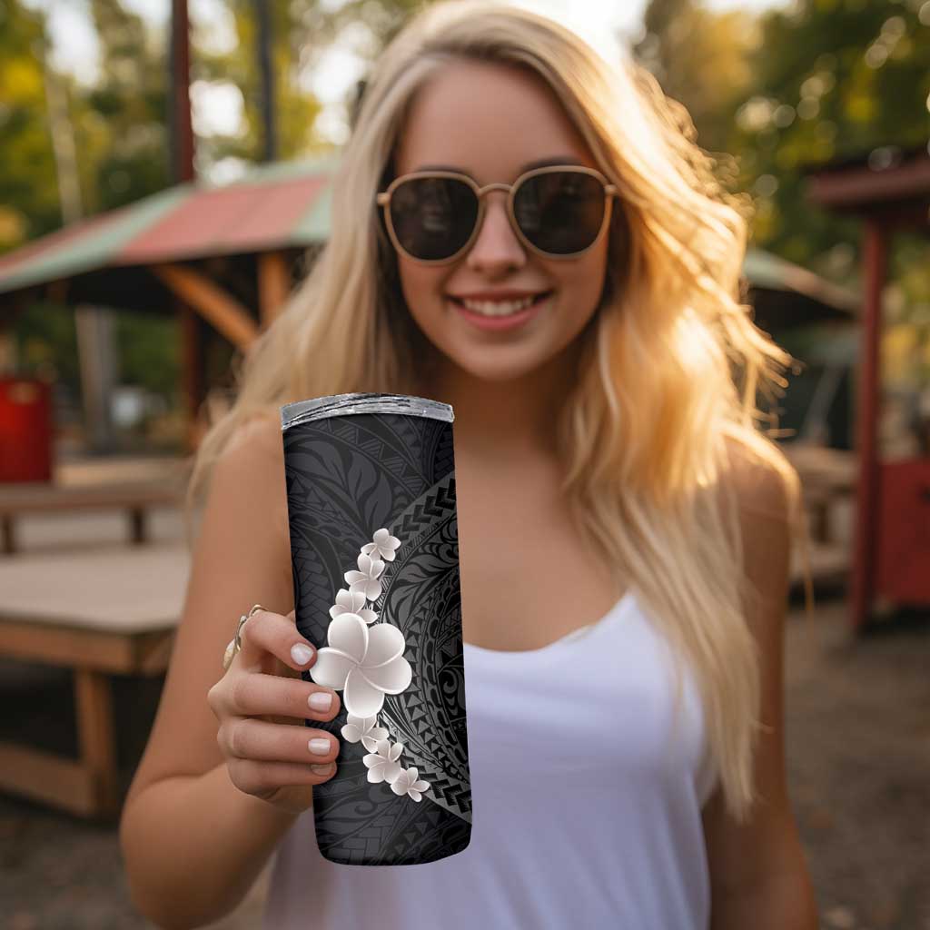 Hawaiian Tropical Plumeria Art Polynesian Tattoo Skinny Tumbler Grayscale Color LT03 - Polynesian Pride