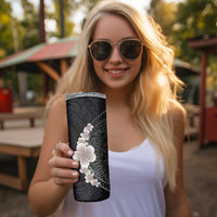 Hawaiian Tropical Plumeria Art Polynesian Tattoo Skinny Tumbler Grayscale Color LT03 - Polynesian Pride