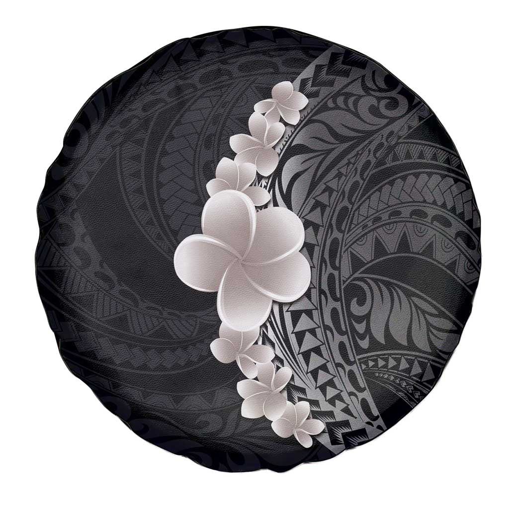 Hawaiian Tropical Plumeria Art Polynesian Tattoo Spare Tire Cover Grayscale Color LT03 - Polynesian Pride