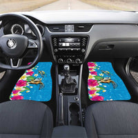 Hawaiian Tropical Flower and Honu Under Blue Water Car Mats LT03 Set 2pcs - Front Blue - Polynesian Pride