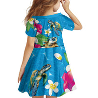 Hawaiian Tropical Flower and Honu Under Blue Water Family Matching Mermaid Dress and Hawaiian Shirt LT03 - Polynesian Pride