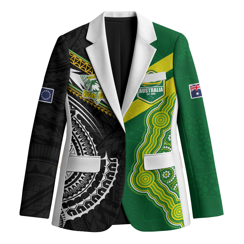 Custom Rugby Cook Islands and Australia Blazer Tatau Tribal with Aboriginal Chevron Sport Style LT03 Unisex Multicolor - Polynesian Pride