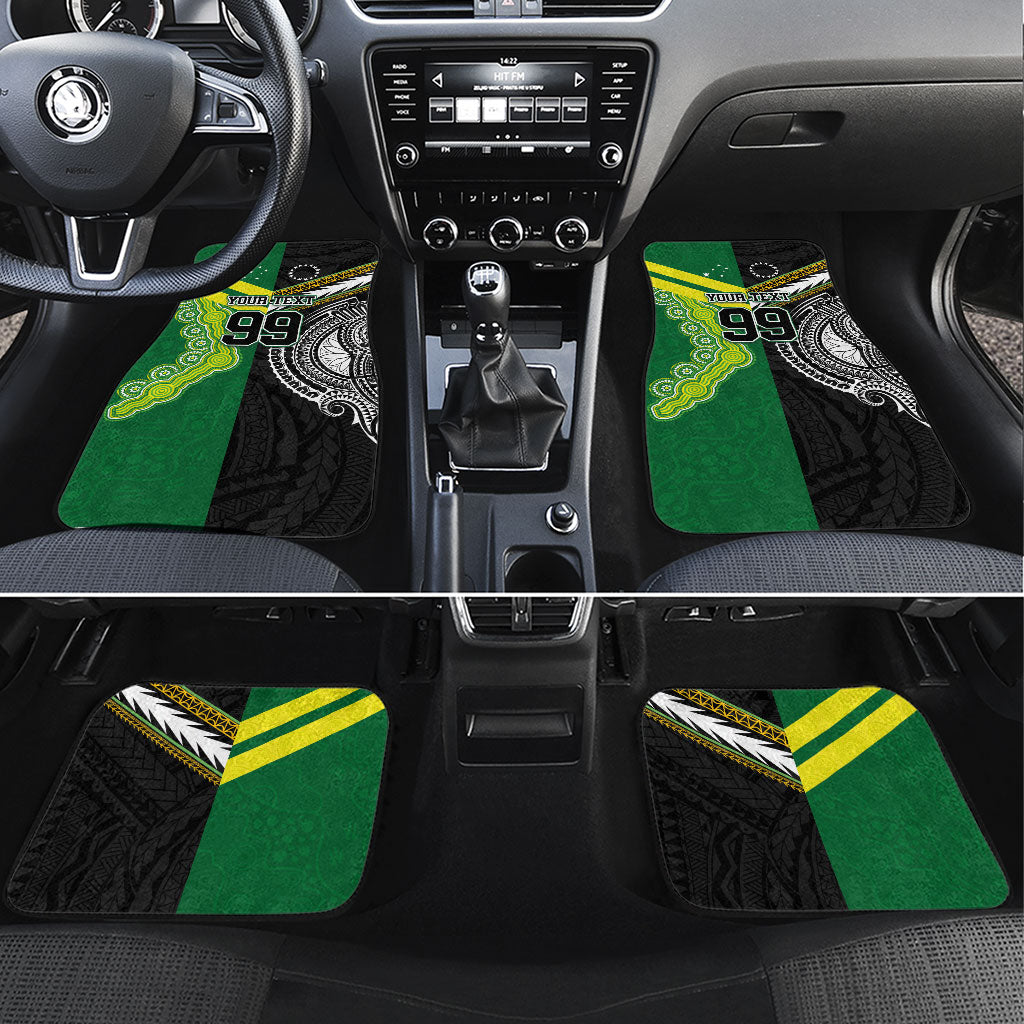 Custom Rugby Cook Islands and Australia Car Mats Tatau Tribal with Aboriginal Chevron Sport Style LT03 Set 4pcs Multicolor - Polynesian Pride