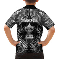 New Zealand Rugby Family Matching Long Sleeve Bodycon Dress and Hawaiian Shirt Aotearoa Champion Cup History with Silver Fern LT03 - Polynesian Pride
