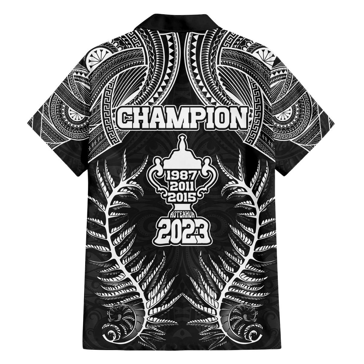 New Zealand Rugby Family Matching Summer Maxi Dress and Hawaiian Shirt Aotearoa Champion Cup History with Silver Fern LT03 - Polynesian Pride