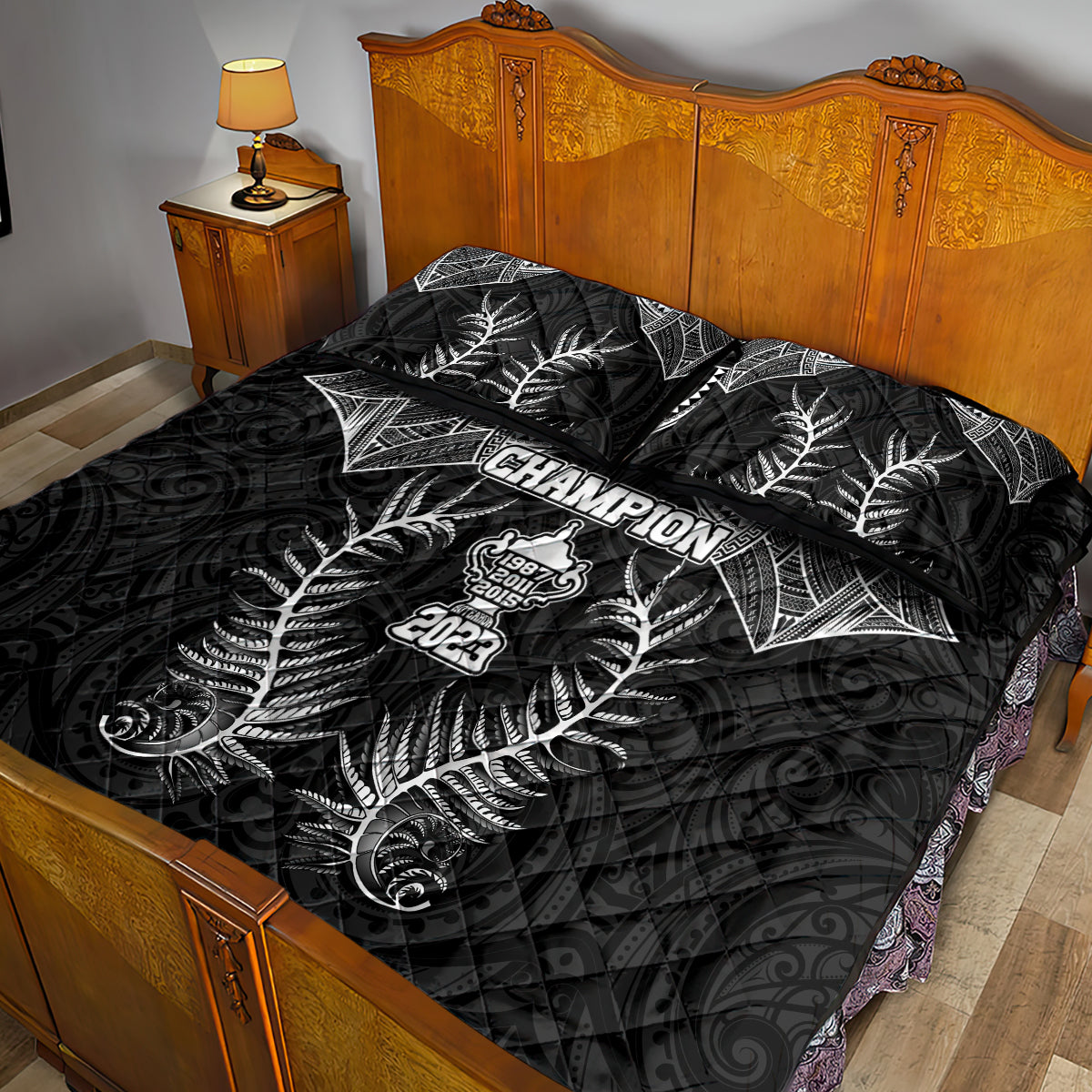 New Zealand Rugby Quilt Bed Set Aotearoa Champion Cup History with Silver Fern LT03 - Polynesian Pride