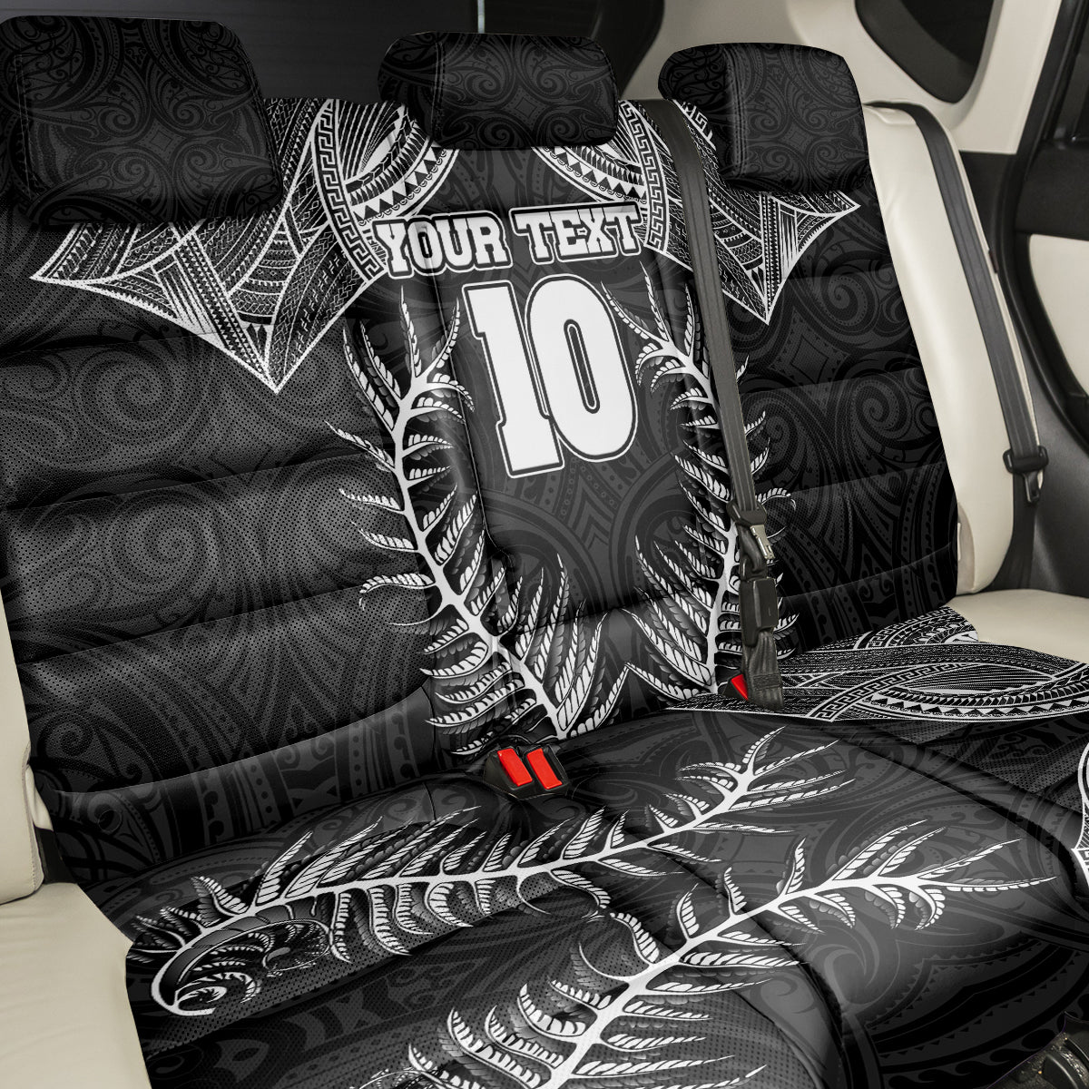 Custom New Zealand Rugby Back Car Seat Cover Aotearoa Champion Cup History with Silver Fern LT03 - Polynesian Pride