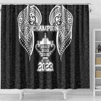 New Zealand Rugby Shower Curtain Aotearoa Champion Cup History with Haka Dance LT03 - Polynesian Pride