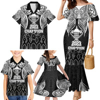 Personalised New Zealand Rugby Family Matching Mermaid Dress and Hawaiian Shirt Aotearoa Champion Cup History with Haka Dance LT03 - Polynesian Pride