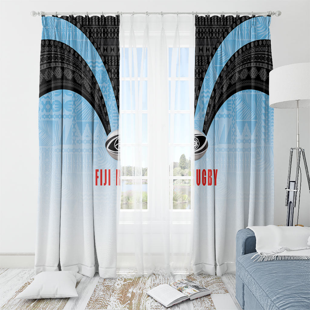 Fijian Rugby Window Curtain Tapa Pattern Retro Sporty Style LT03 - Polynesian Pride