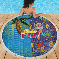 Fijian Coral Reef Beach Blanket with Traditional Tapa Pattern Split Style LT03 - Polynesian Pride