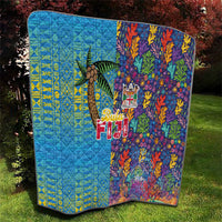 Fijian Coral Reef Quilt with Traditional Tapa Pattern Split Style LT03 - Polynesian Pride