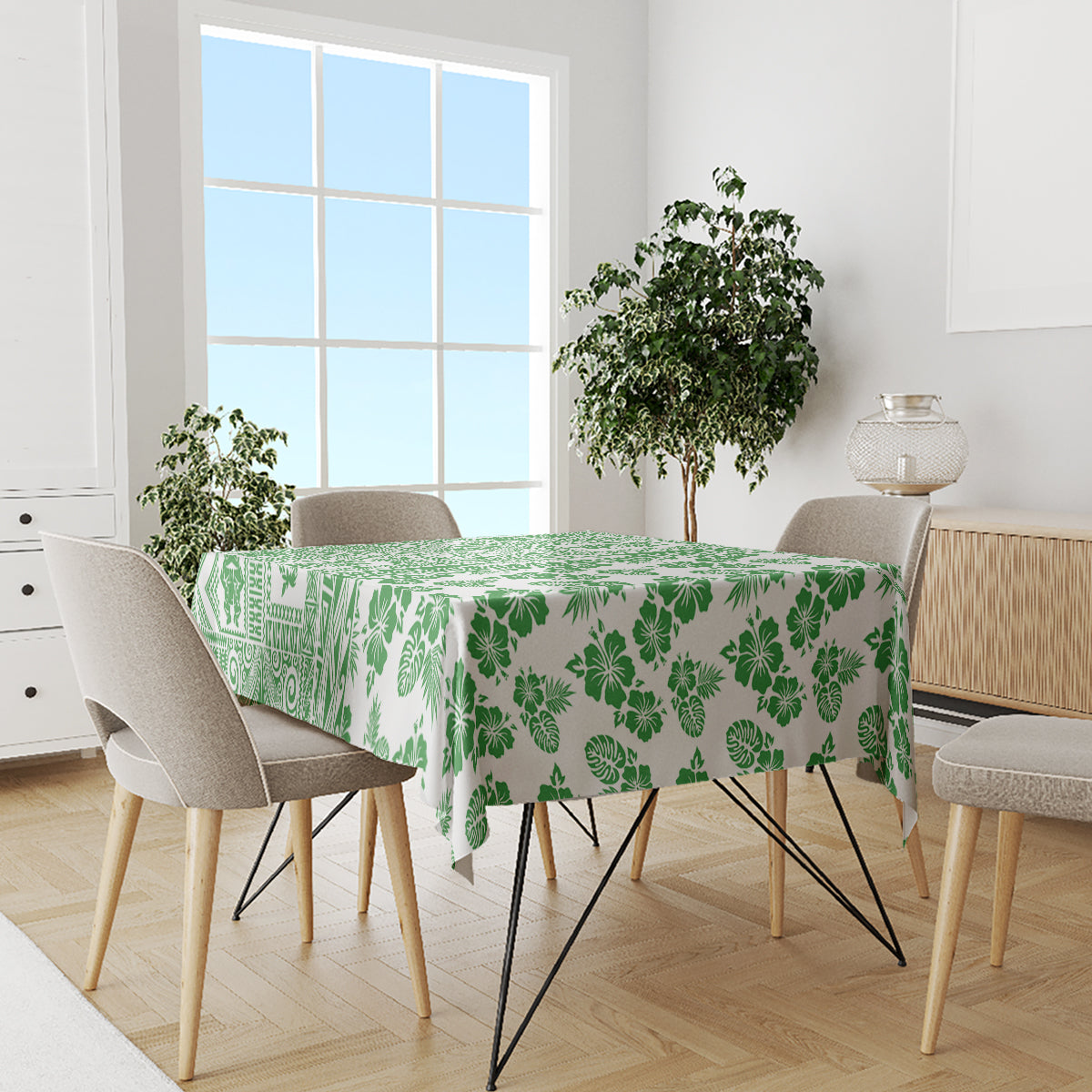Hawaii Tablecloth Aloha Tropical Plants Tribal Pattern Green Version LT03 - Polynesian Pride