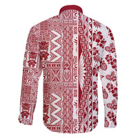 Hawaii Family Matching Summer Maxi Dress and Hawaiian Shirt Aloha Tropical Plants Tribal Pattern Red Version LT03 - Polynesian Pride