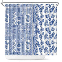 Hawaii Shower Curtain Aloha Tropical Plants Tribal Pattern Blue Version LT03 Blue - Polynesian Pride