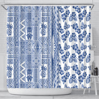 Hawaii Shower Curtain Aloha Tropical Plants Tribal Pattern Blue Version LT03 - Polynesian Pride