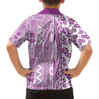 Hawaii Family Matching Tank Maxi Dress and Hawaiian Shirt Aloha Tropical Plants Tribal Pattern Pink Version LT03 - Polynesian Pride