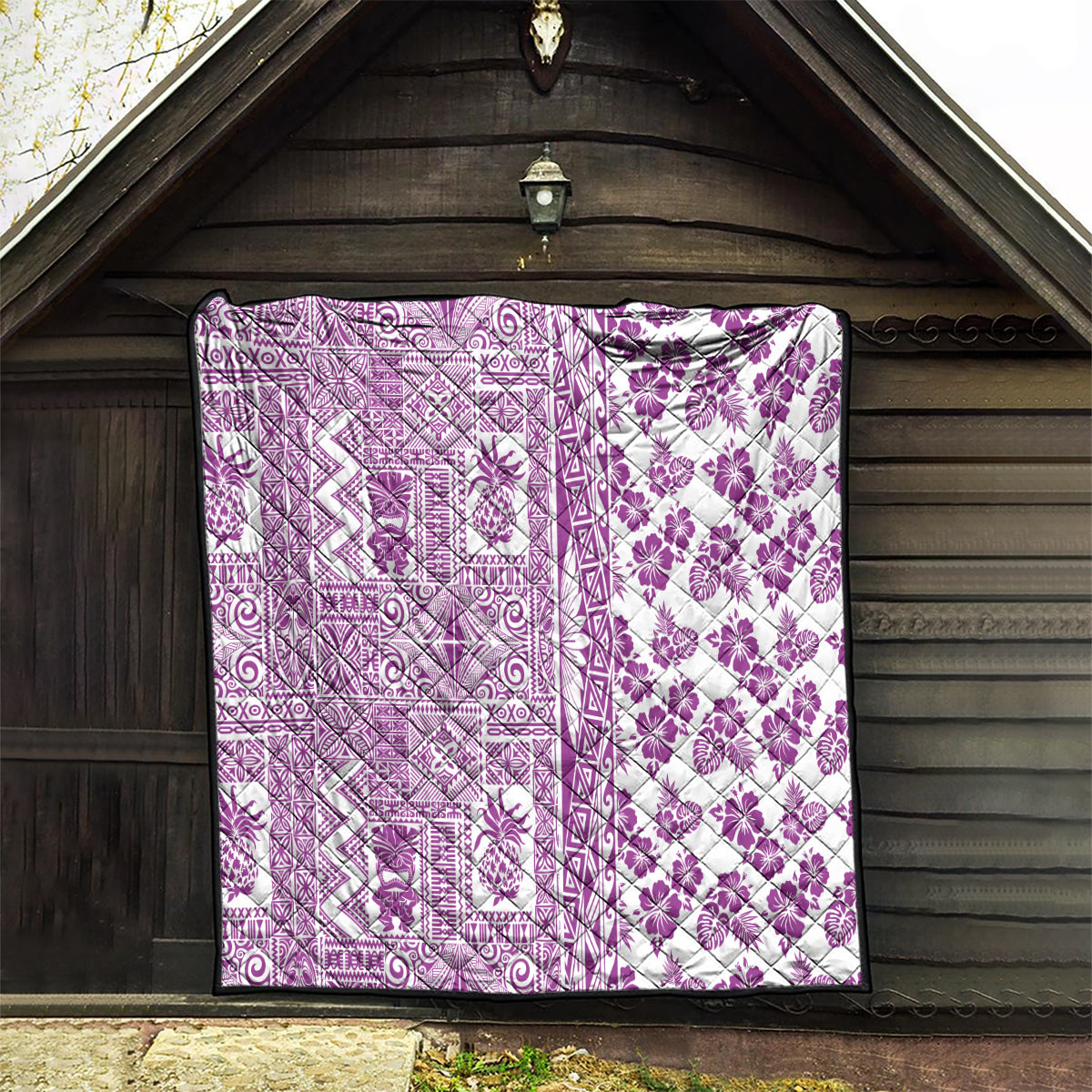 Hawaii Quilt Aloha Tropical Plants Tribal Pattern Pink Version LT03 - Polynesian Pride