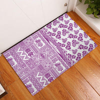Hawaii Rubber Doormat Aloha Tropical Plants Tribal Pattern Pink Version LT03 Pink - Polynesian Pride