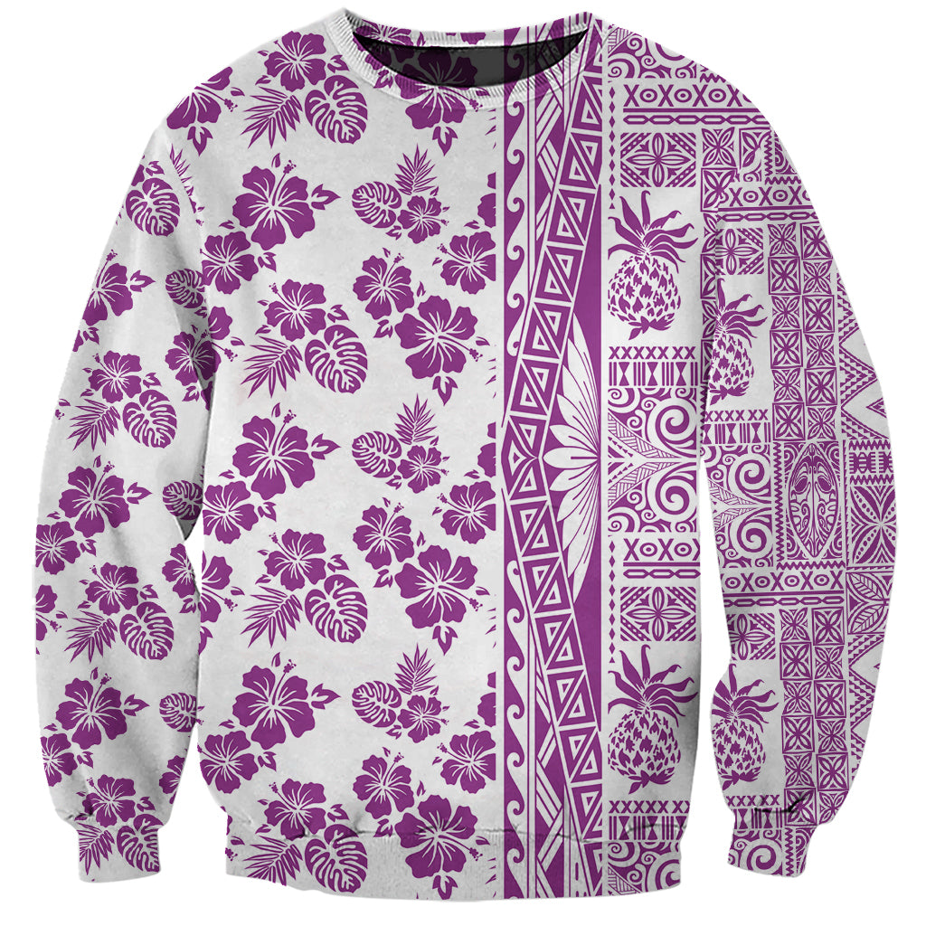 Hawaii Sweatshirt Aloha Tropical Plants Tribal Pattern Pink Version LT03 Unisex Pink - Polynesian Pride
