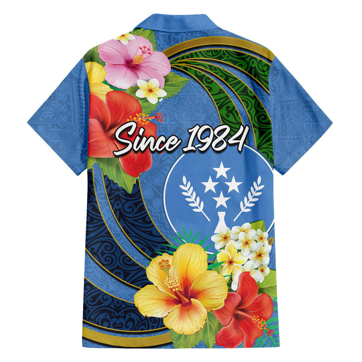 Kosrae Constitution Day Family Matching Off Shoulder Short Dress and Hawaiian Shirt Hibiscus Mix Maori Tattoo Pattern LT03 - Polynesian Pride