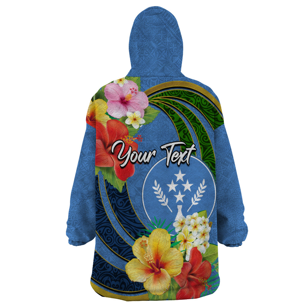 Kosrae Wearable Blanket Hoodie Hibiscus Mix Maori Tattoo Pattern LT03 - Polynesian Pride