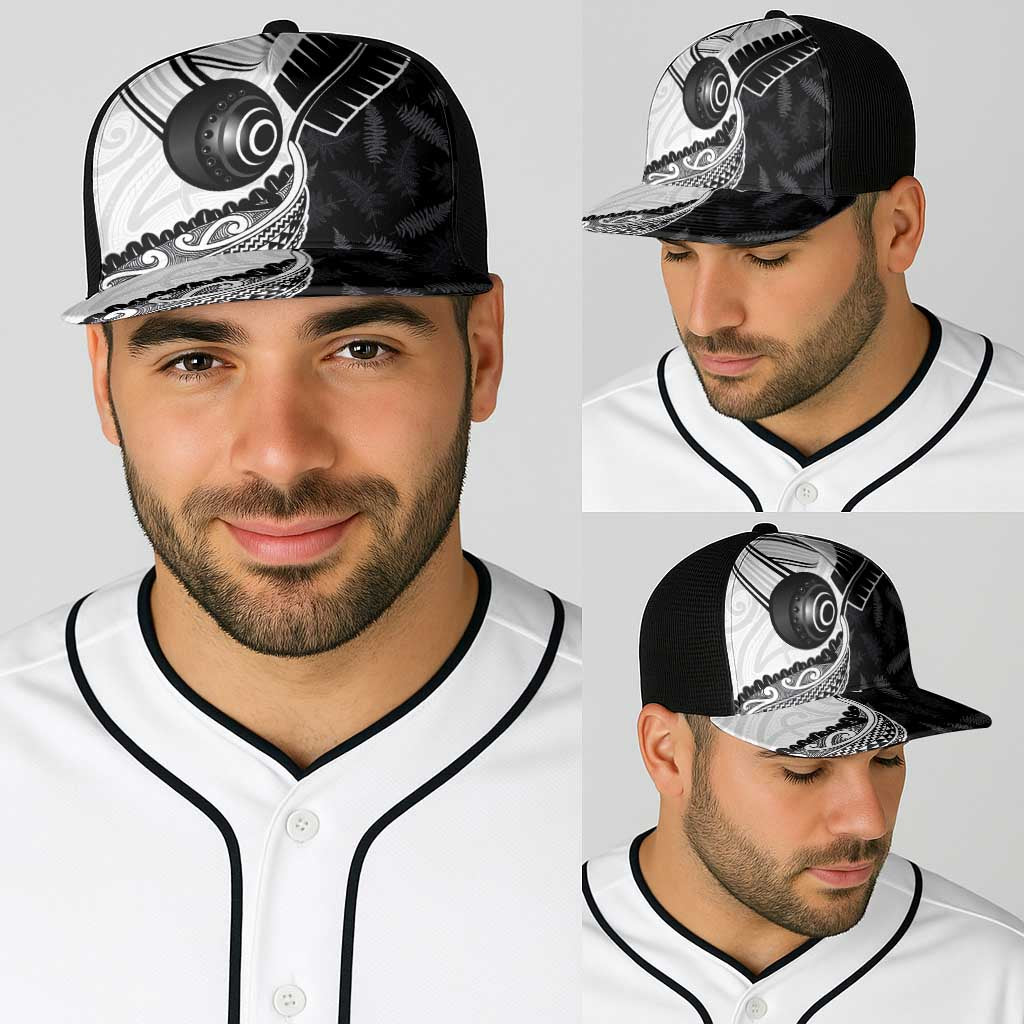 Aotearoa Lawn Bowls Baseball Net Cap Maori and Silver Fern Half Style - Polynesian Pride
