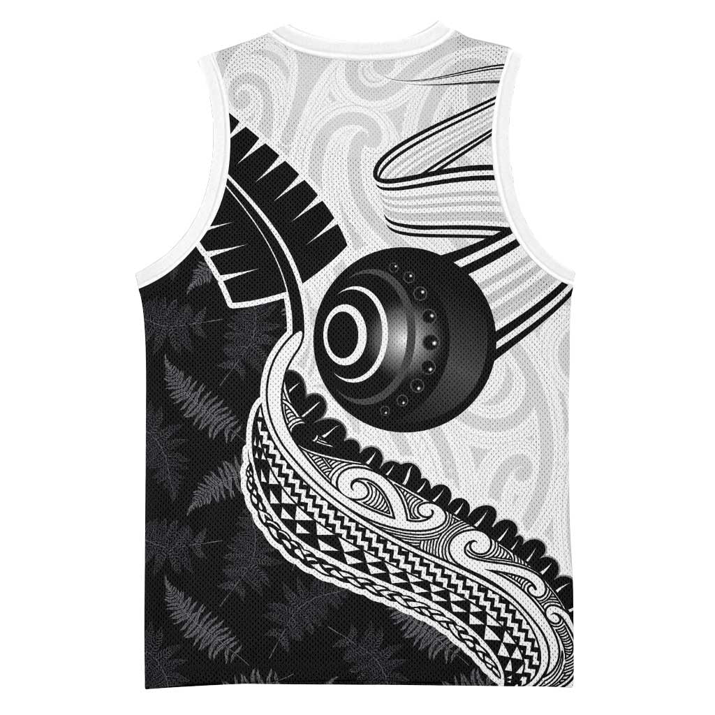Personalised Aotearoa Lawn Bowls Basketball Jersey Maori and Silver Fern Half Style LT03 - Polynesian Pride