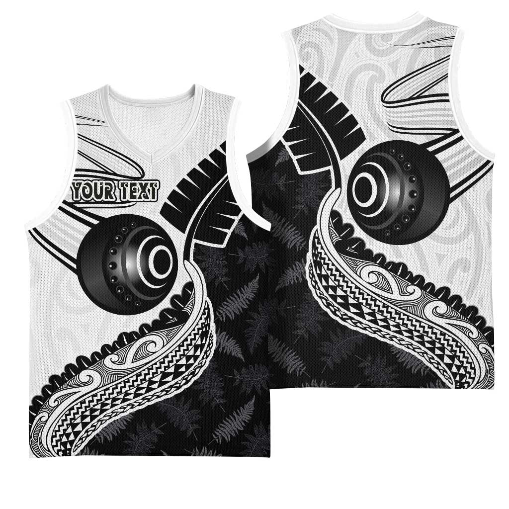 Personalised Aotearoa Lawn Bowls Basketball Jersey Maori and Silver Fern Half Style LT03 - Polynesian Pride