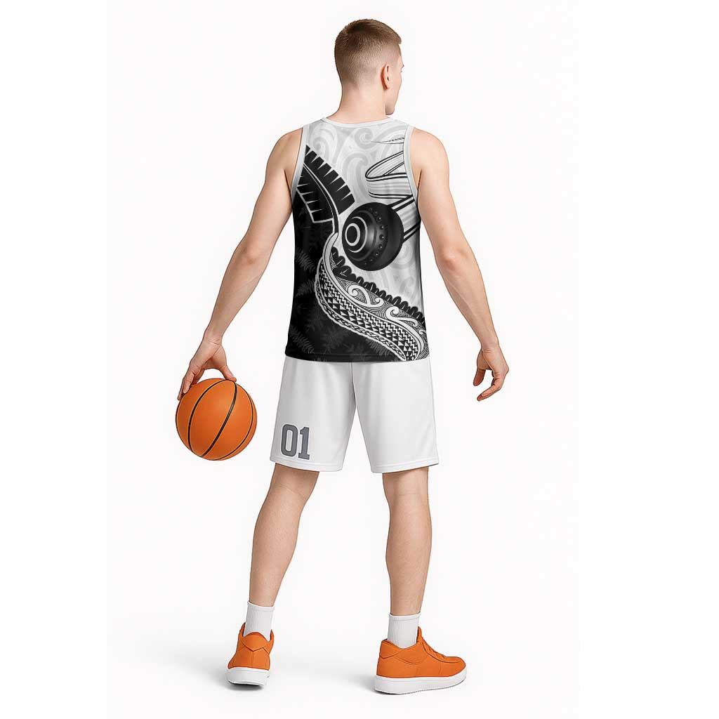 Personalised Aotearoa Lawn Bowls Basketball Jersey Maori and Silver Fern Half Style LT03 - Polynesian Pride