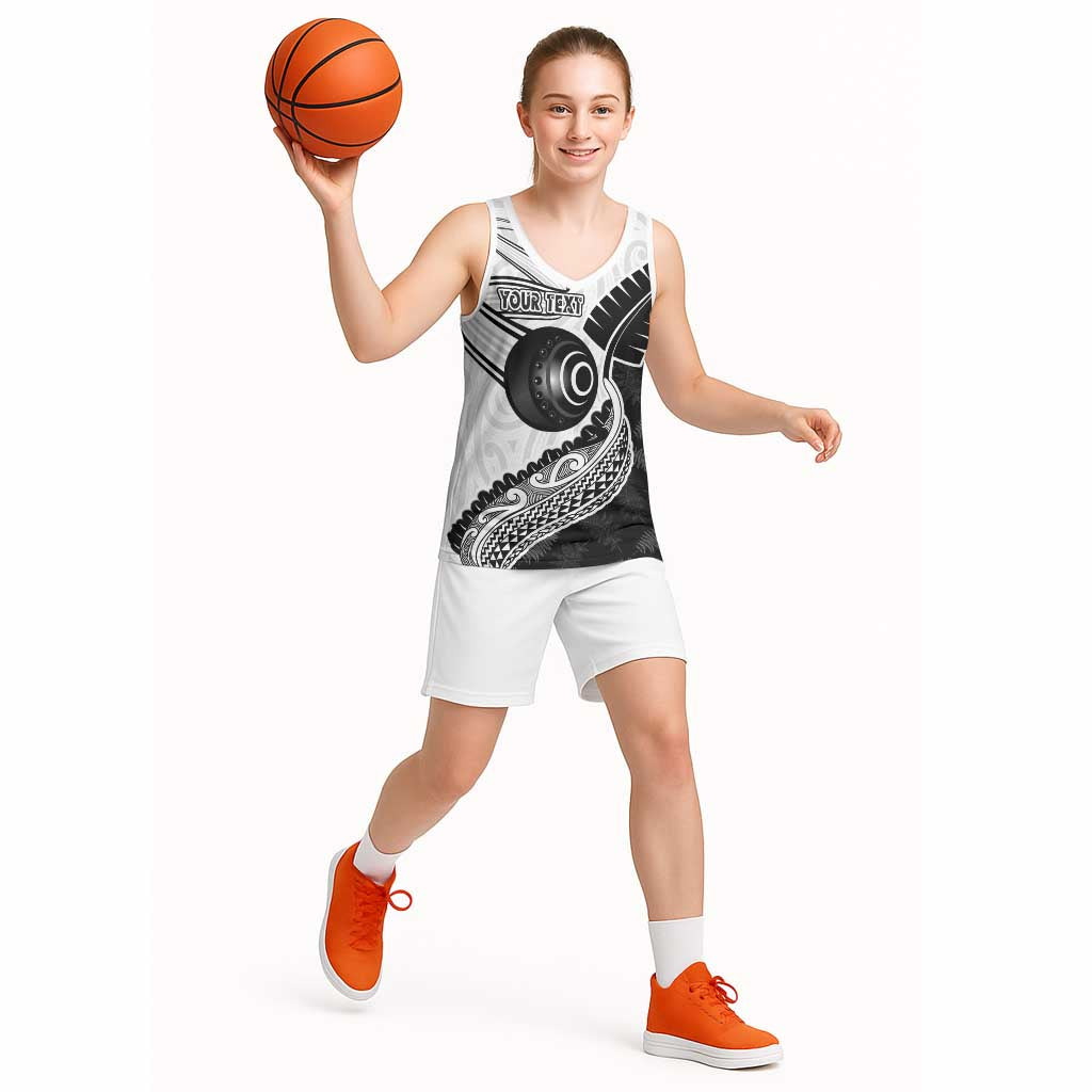 Personalised Aotearoa Lawn Bowls Basketball Jersey Maori and Silver Fern Half Style LT03 - Polynesian Pride