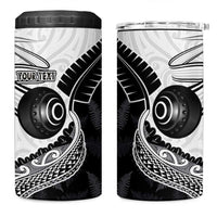 Personalised Aotearoa Lawn Bowls 4 in 1 Can Cooler Tumbler Maori and Silver Fern Half Style LT03 One Size: 16 oz White - Polynesian Pride