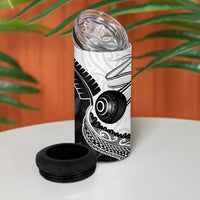 Personalised Aotearoa Lawn Bowls 4 in 1 Can Cooler Tumbler Maori and Silver Fern Half Style LT03 - Polynesian Pride