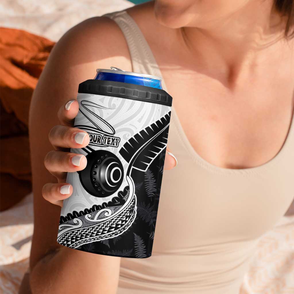 Personalised Aotearoa Lawn Bowls 4 in 1 Can Cooler Tumbler Maori and Silver Fern Half Style LT03 - Polynesian Pride