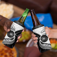Personalised Aotearoa Lawn Bowls 4 in 1 Can Cooler Tumbler Maori and Silver Fern Half Style LT03 - Polynesian Pride