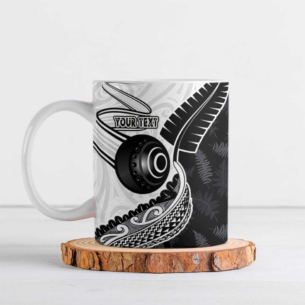 Personalised Aotearoa Lawn Bowls Ceramic Mug Maori and Silver Fern Half Style LT03 White - Polynesian Pride