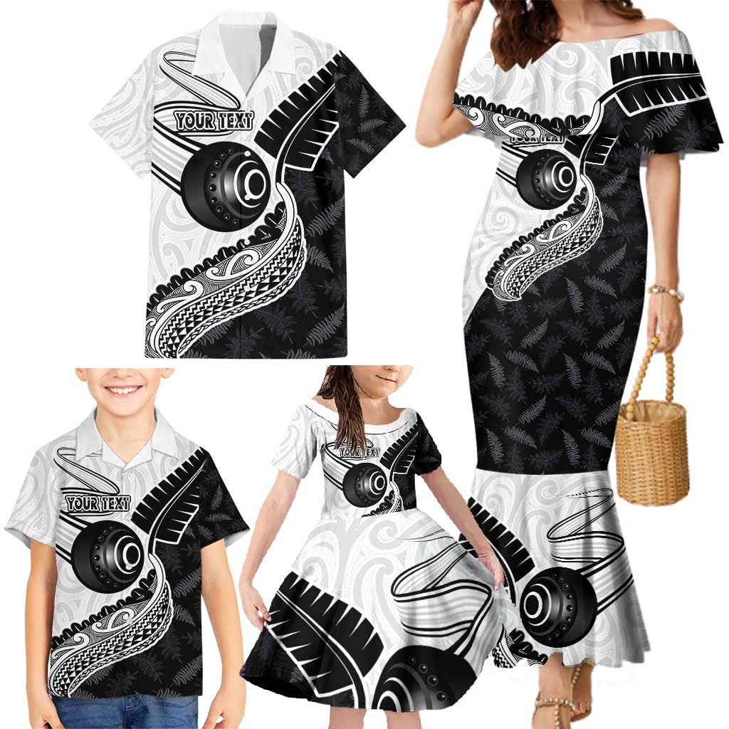 Personalised Aotearoa Lawn Bowls Family Matching Mermaid Dress and Hawaiian Shirt Maori and Silver Fern Half Style LT03 - Polynesian Pride